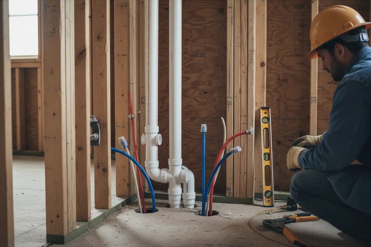 Drain and supply rough-in during Sump Pump Repair in Sandy
